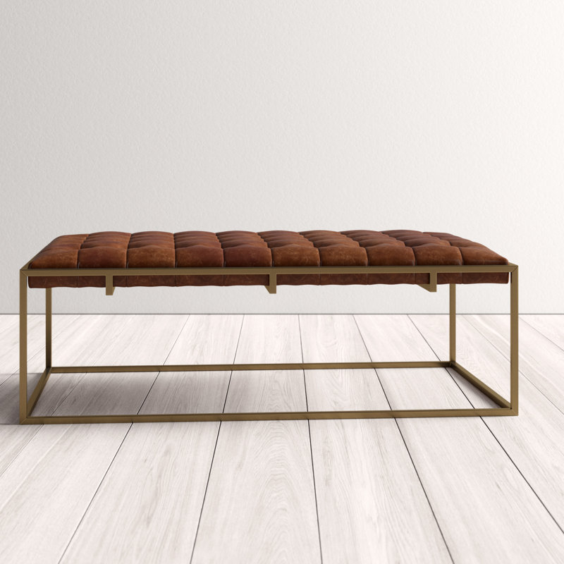 Vivan 58" Genuine Leather Tufted Rectangle Cocktail Ottoman & Reviews AllModern